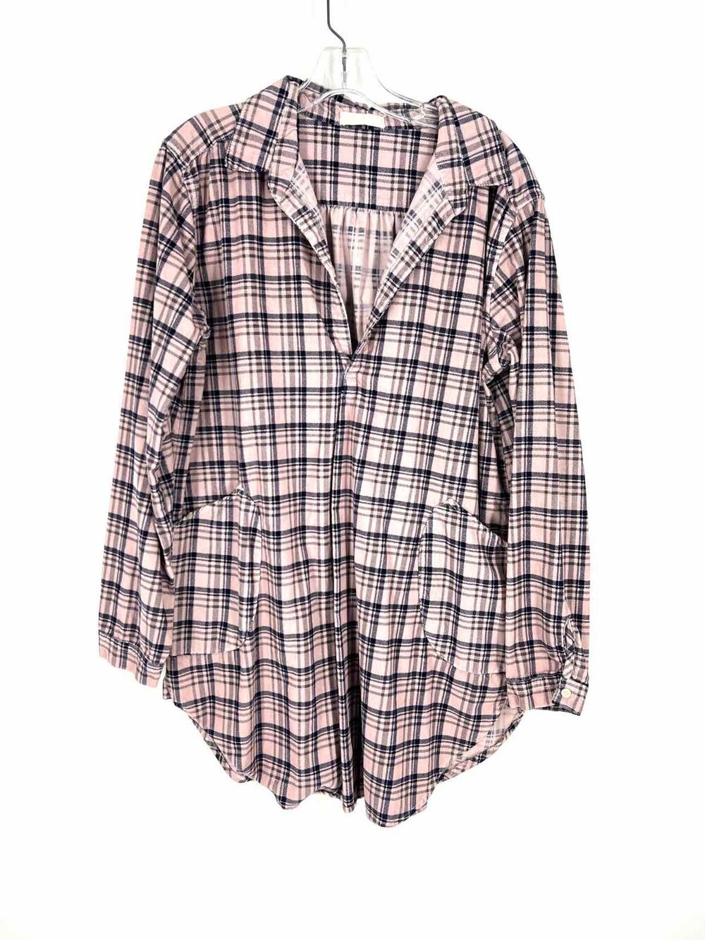 CP Shades Size M Pink/Navy Johnny Collar Plaid Designer Dress